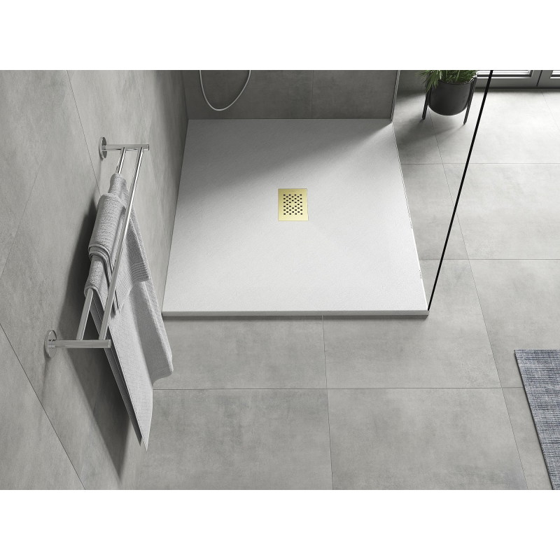 Mexen Hugo brodzik prostokątny SMC 120 x 100 cm, biały, maskownica złota - 42101012-G