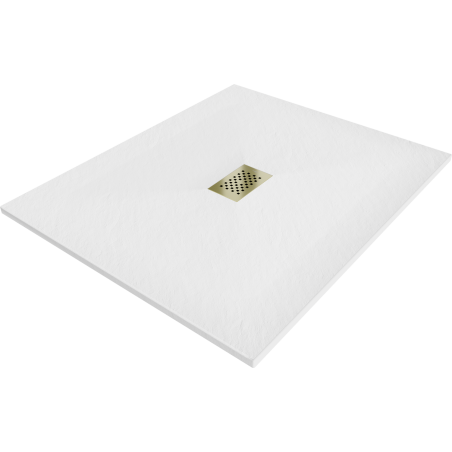 Mexen Hugo brodzik prostokątny SMC 140 x 100 cm, biały, maskownica złota - 42101014-G