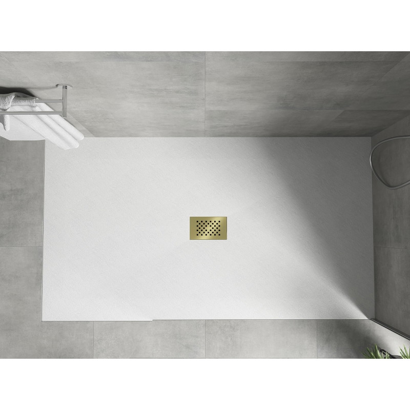 Mexen Hugo brodzik prostokątny SMC 150 x 100 cm, biały, maskownica złota - 42101015-G