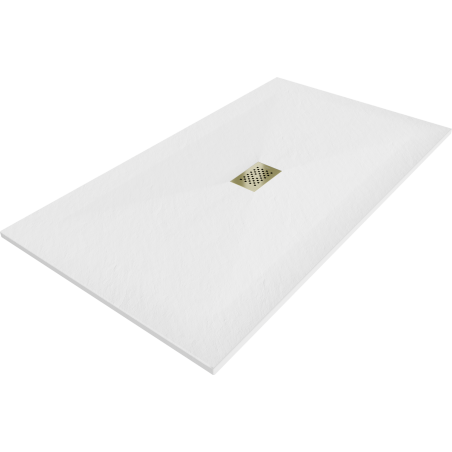 Mexen Hugo brodzik prostokątny SMC 180 x 100 cm, biały, maskownica złota - 42101018-G