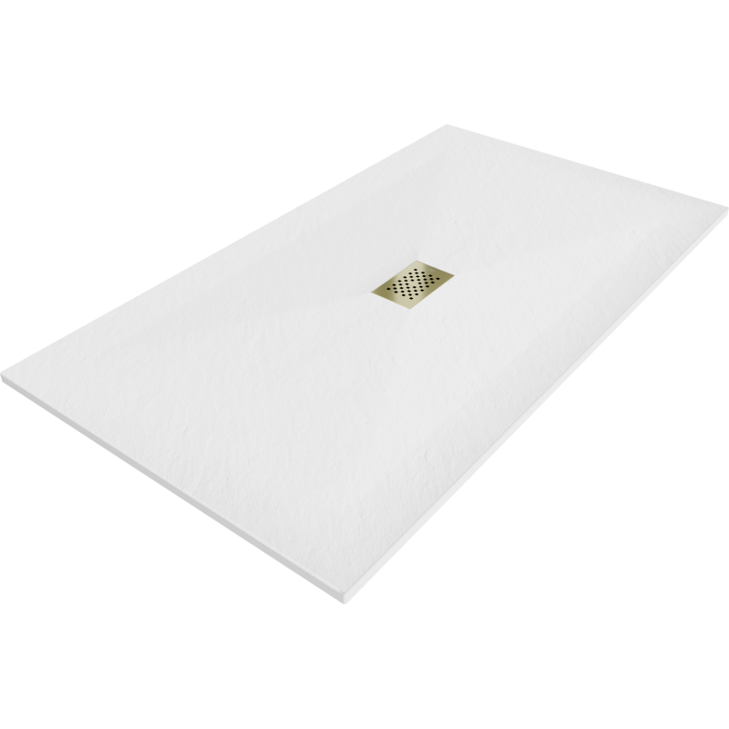 Mexen Hugo brodzik prostokątny SMC 200 x 100 cm, biały, maskownica złota - 42101020-G