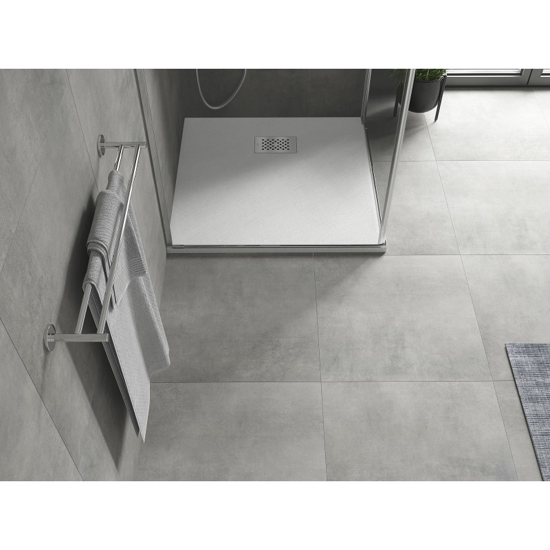 Mexen Hugo brodzik kwadratowy SMC 80 x 80 cm, biały, maskownica inox - 42108080-X