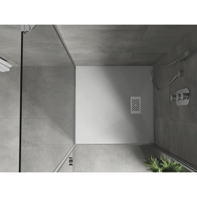 Mexen Hugo brodzik kwadratowy SMC 90 x 90 cm, biały, maskownica biała - 42109090-W