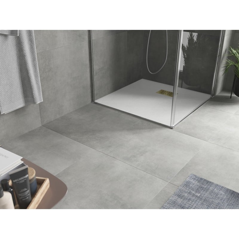 Mexen Hugo brodzik kwadratowy SMC 70 x 70 cm, biały, maskownica złota - 42107070-G