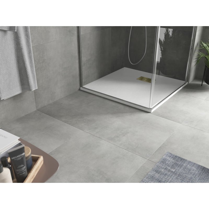 Mexen Hugo brodzik kwadratowy SMC 70 x 70 cm, biały, maskownica złota - 42107070-G