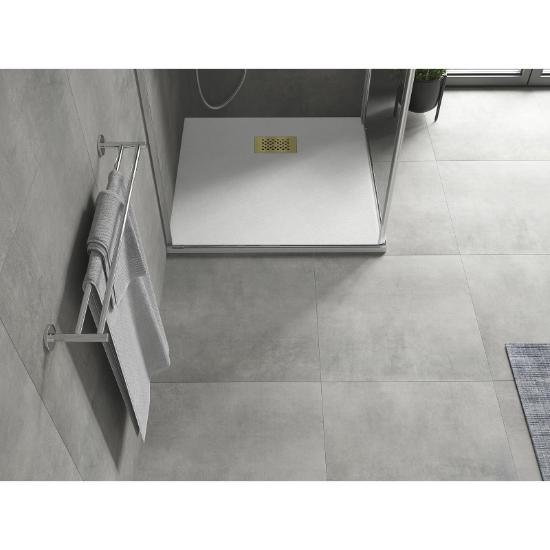 Mexen Hugo brodzik kwadratowy SMC 90 x 90 cm, biały, maskownica złota - 42109090-G