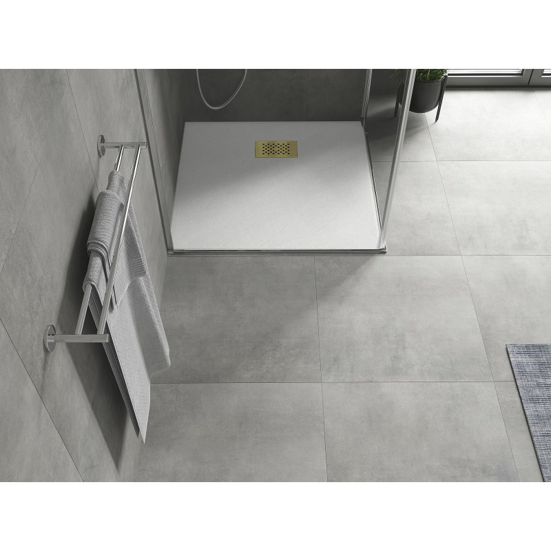 Mexen Hugo brodzik kwadratowy SMC 90 x 90 cm, biały, maskownica złota - 42109090-G