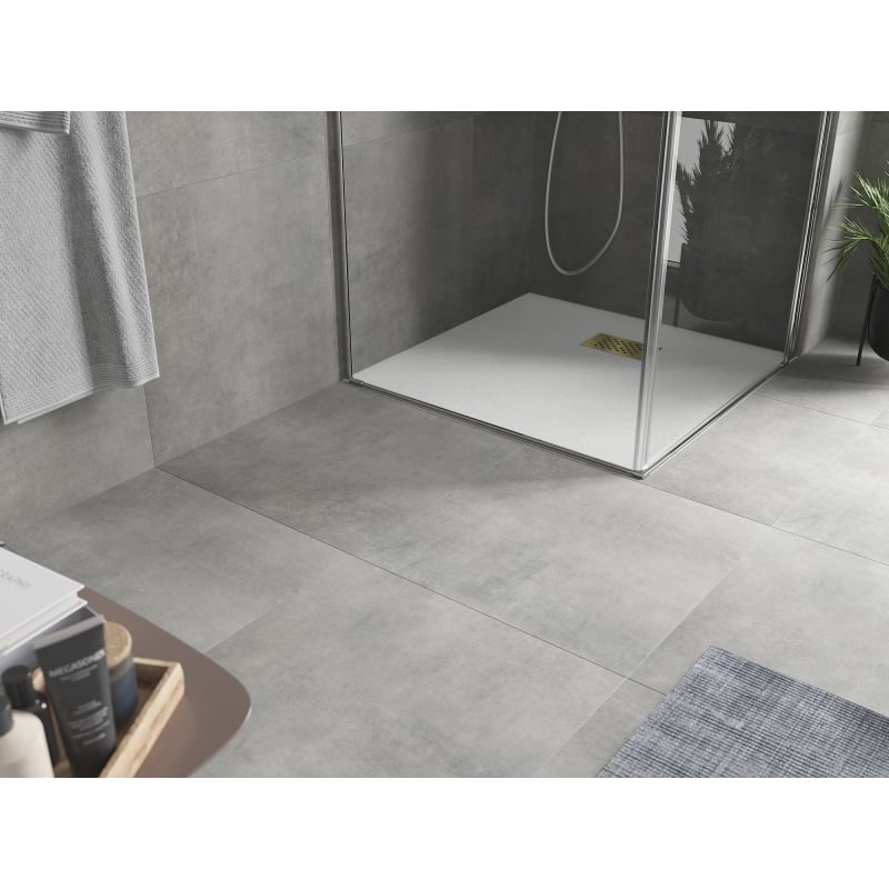 Mexen Hugo brodzik kwadratowy SMC 90 x 90 cm, biały, maskownica złota - 42109090-G