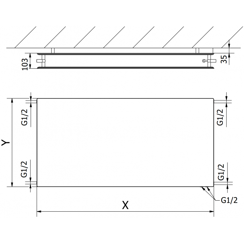 Mexen CVHF20 Hygiene Flat grzejnik płytowy 500 x 1100 mm, podłączenie dolne, 949 W, antracyt - W620HF-050-110-66