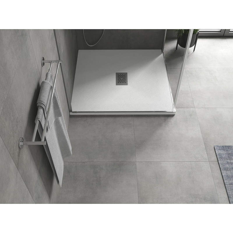 Mexen Hugo brodzik kwadratowy SMC 100 x 100 cm, biały, maskownica inox - 42101010-X