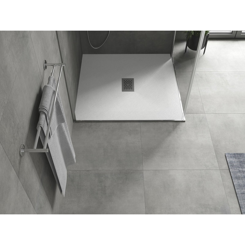 Mexen Hugo brodzik kwadratowy SMC 100 x 100 cm, biały, maskownica inox - 42101010-X