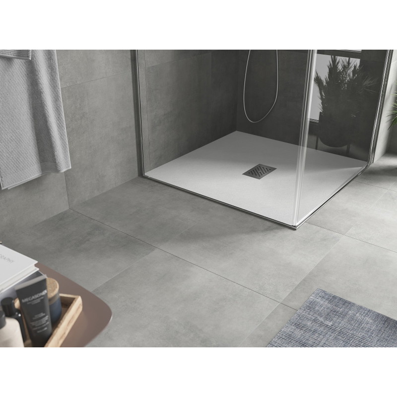 Mexen Hugo brodzik kwadratowy SMC 100 x 100 cm, biały, maskownica inox - 42101010-X