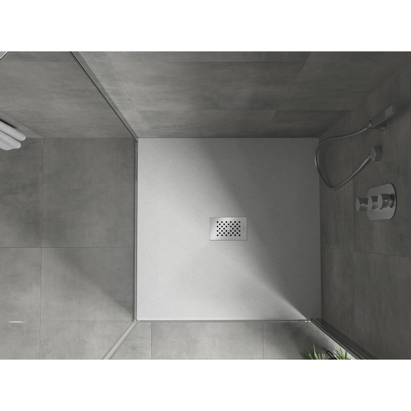 Mexen Hugo brodzik kwadratowy SMC 100 x 100 cm, biały, maskownica inox - 42101010-X