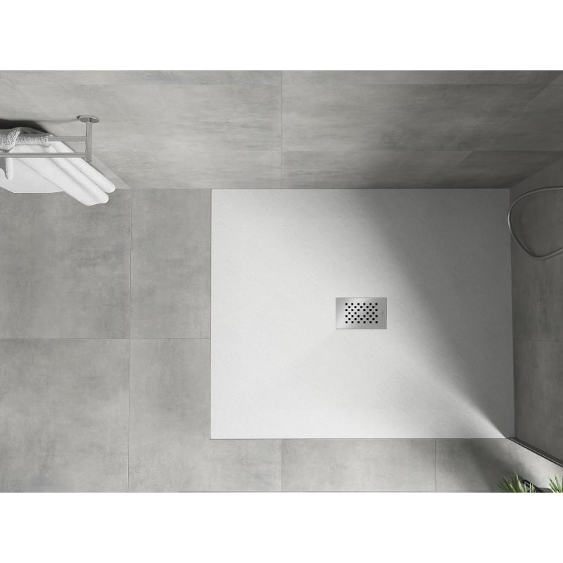 Mexen Hugo brodzik prostokątny SMC 110 x 100 cm, biały, maskownica inox - 42101011-X