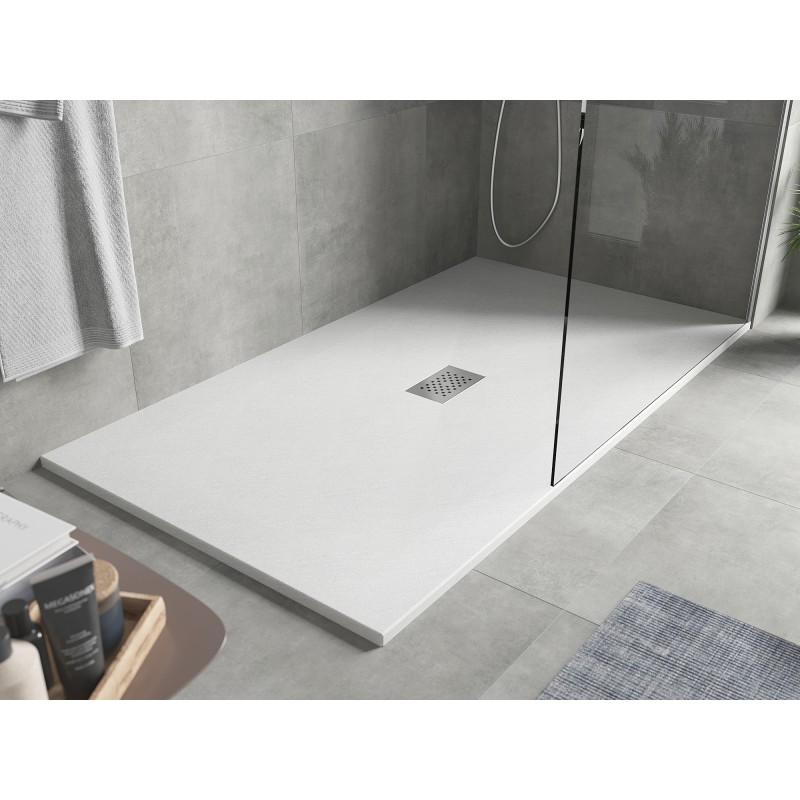 Mexen Hugo brodzik prostokątny SMC 200 x 100 cm, biały, maskownica inox - 42101020-X