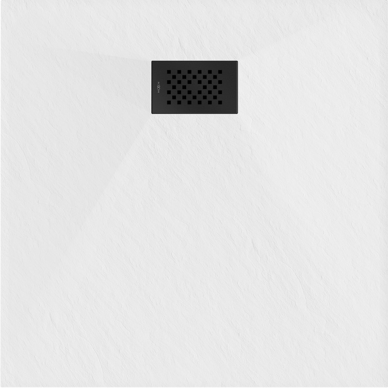 Mexen Hugo brodzik kwadratowy SMC 70 x 70 cm, biały, maskownica czarna - 42107070-B