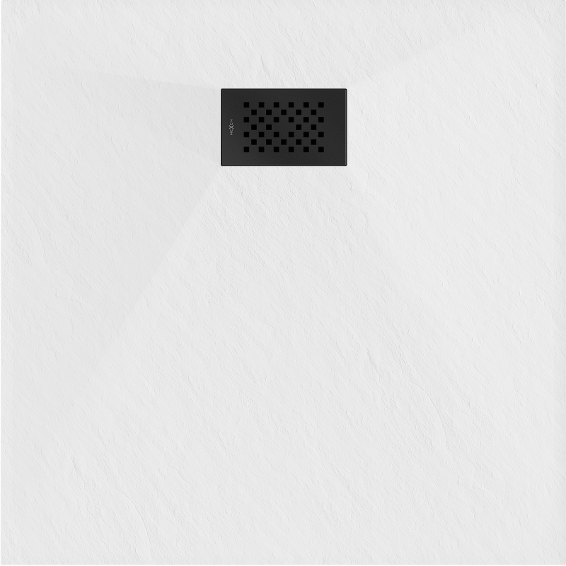Mexen Hugo brodzik kwadratowy SMC 80 x 80 cm, biały, maskownica czarna - 42108080-B