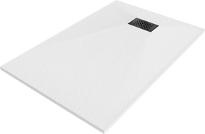 Mexen Hugo brodzik prostokątny SMC 100 x 80 cm, biały, maskownica czarna - 42108010-B