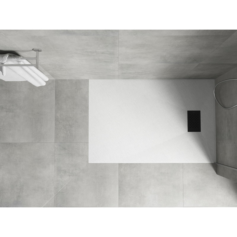 Mexen Hugo brodzik prostokątny SMC 130 x 80 cm, biały, maskownica czarna - 42108013-B