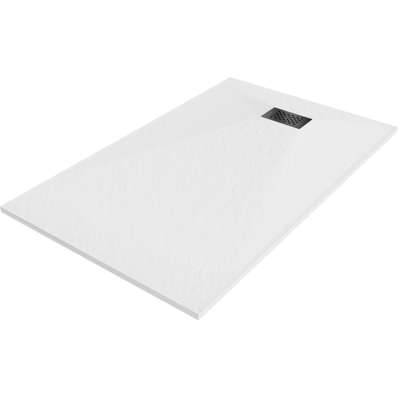 Mexen Hugo brodzik prostokątny SMC 150 x 80 cm, biały, maskownica czarna - 42108015-B