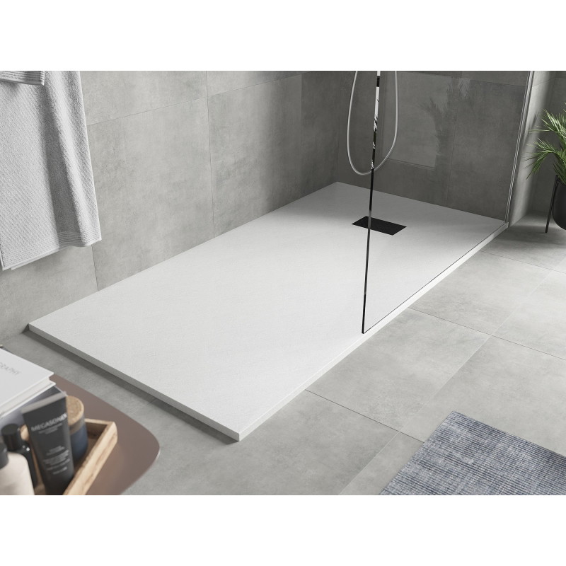 Mexen Hugo brodzik prostokątny SMC 170 x 80 cm, biały, maskownica czarna - 42108017-B