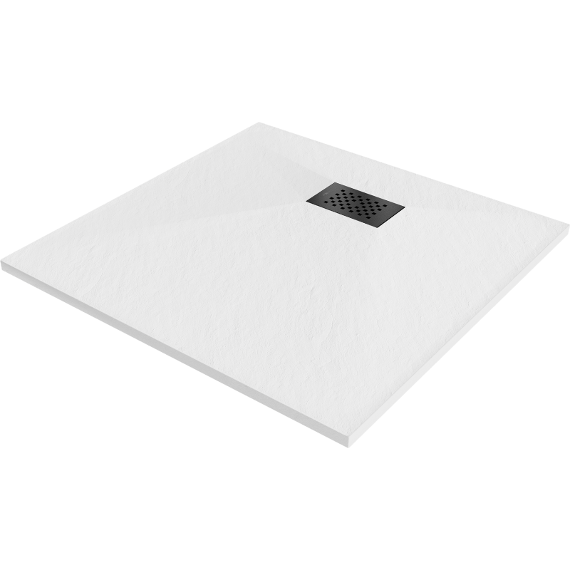 Mexen Hugo brodzik kwadratowy SMC 90 x 90 cm, biały, maskownica czarna - 42109090-B