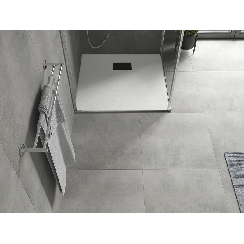 Mexen Hugo brodzik kwadratowy SMC 90 x 90 cm, biały, maskownica czarna - 42109090-B
