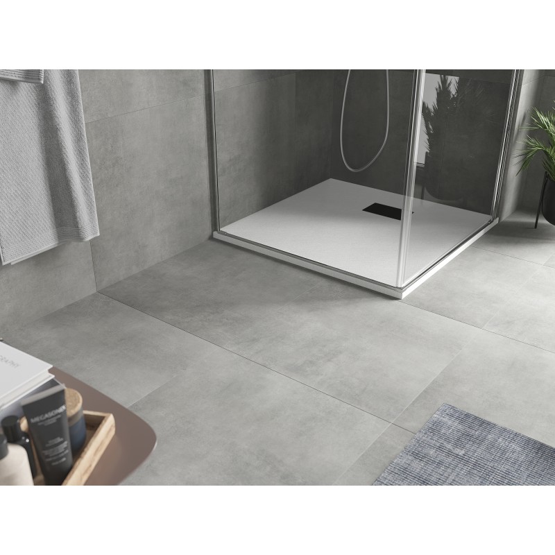 Mexen Hugo brodzik kwadratowy SMC 90 x 90 cm, biały, maskownica czarna - 42109090-B