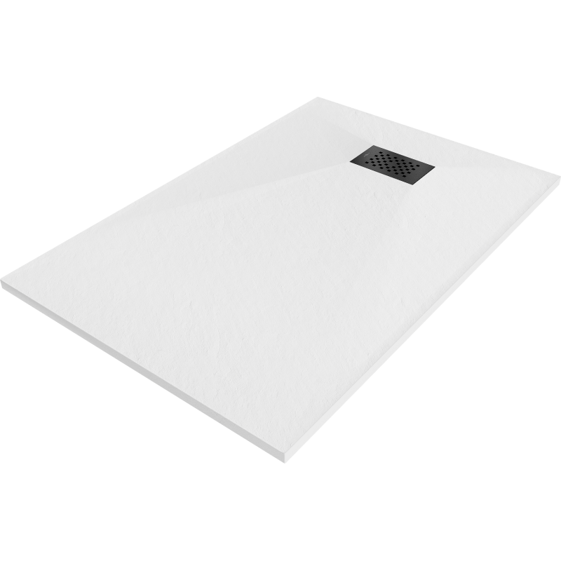 Mexen Hugo brodzik prostokątny SMC 100 x 90 cm, biały, maskownica czarna - 42109010-B