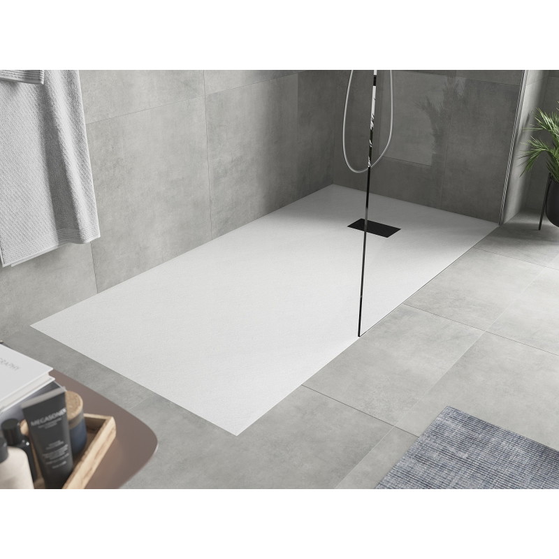 Mexen Hugo brodzik prostokątny SMC 170 x 90 cm, biały, maskownica czarna - 42109017-B