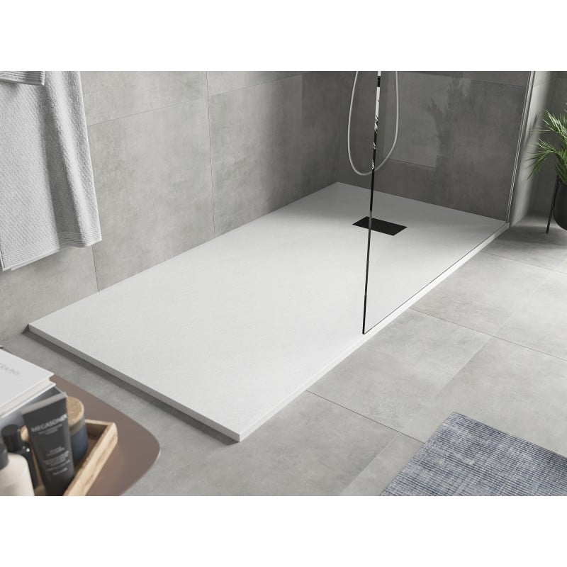 Mexen Hugo brodzik prostokątny SMC 180 x 90 cm, biały, maskownica czarna - 42109018-B