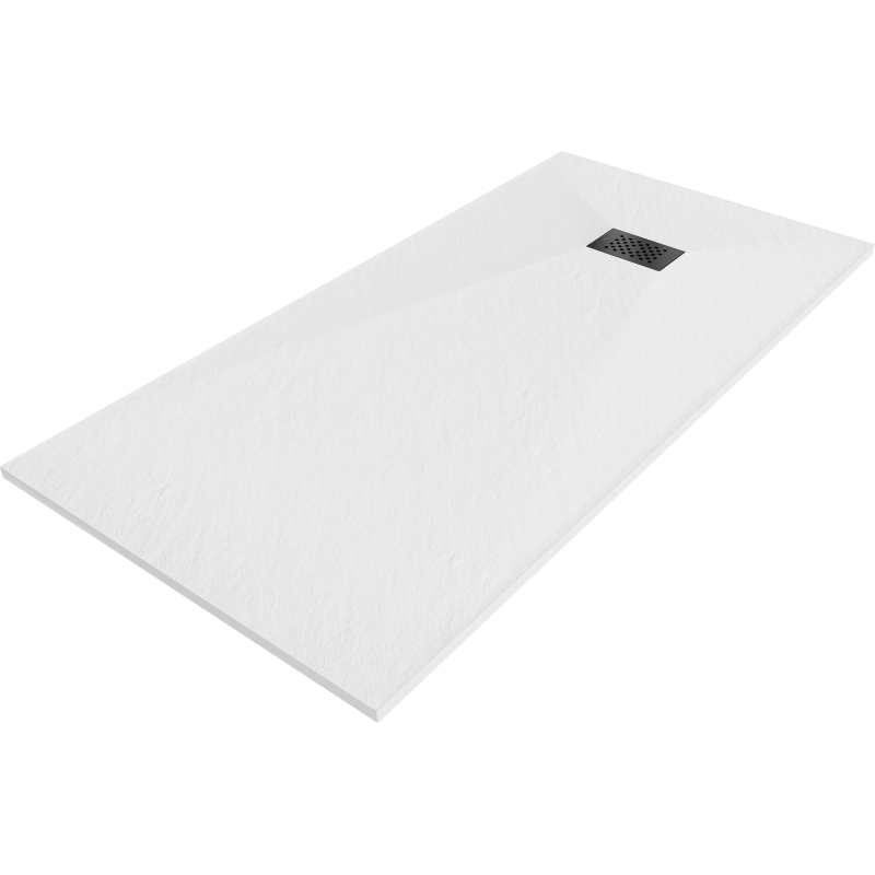 Mexen Hugo brodzik prostokątny SMC 180 x 90 cm, biały, maskownica czarna - 42109018-B