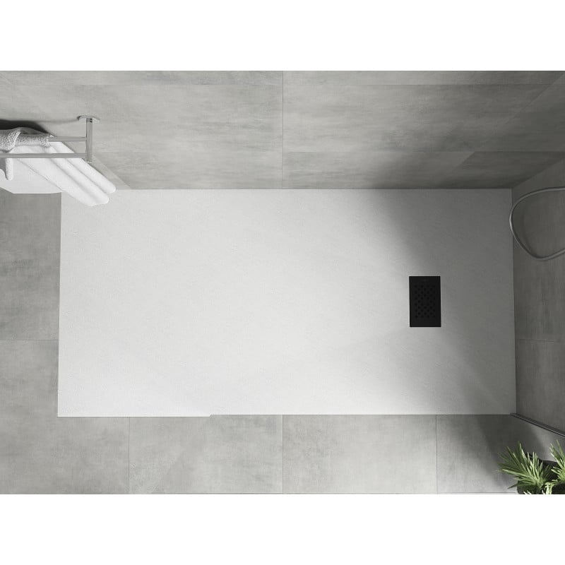 Mexen Hugo brodzik prostokątny SMC 180 x 90 cm, biały, maskownica czarna - 42109018-B