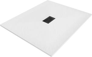 Mexen Hugo brodzik prostokątny SMC 120 x 100 cm, biały, maskownica czarna - 42101012-B