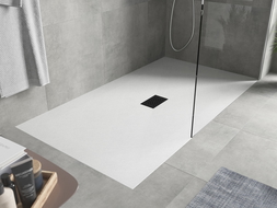 Mexen Hugo brodzik prostokątny SMC 160 x 100 cm, biały, maskownica czarna - 42101016-B