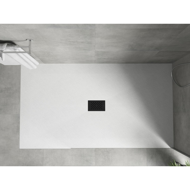 Mexen Hugo brodzik prostokątny SMC 160 x 100 cm, biały, maskownica czarna - 42101016-B