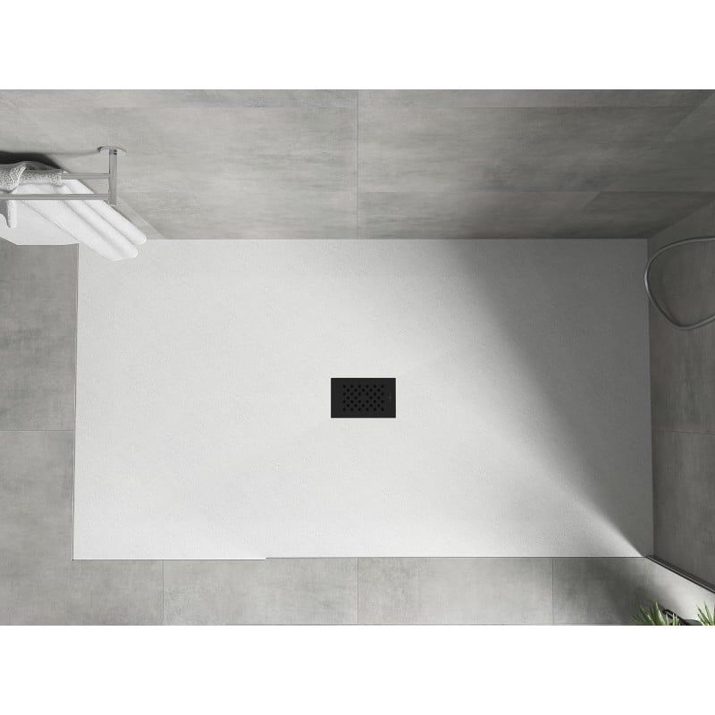 Mexen Hugo brodzik prostokątny SMC 200 x 100 cm, biały, maskownica czarna - 42101020-B