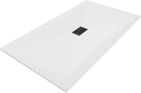 Mexen Hugo brodzik prostokątny SMC 200 x 100 cm, biały, maskownica czarna - 42101020-B