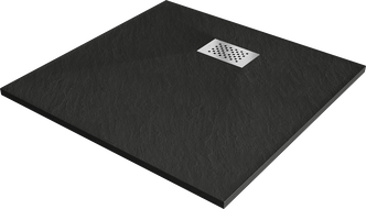 Mexen Hugo brodzik kwadratowy SMC 70 x 70 cm, czarny, maskownica inox - 42707070-X