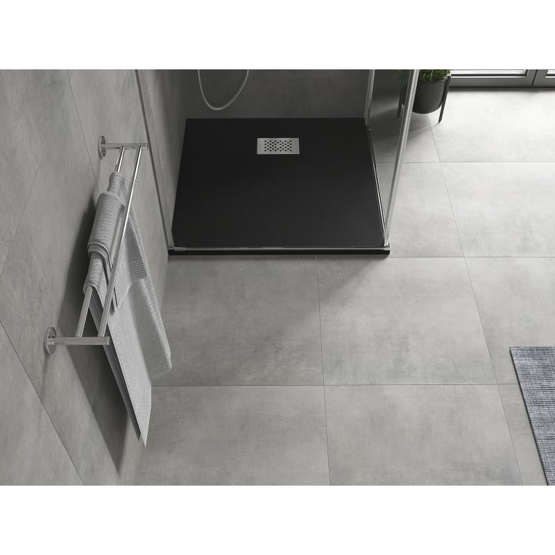Mexen Hugo brodzik kwadratowy SMC 70 x 70 cm, czarny, maskownica inox - 42707070-X