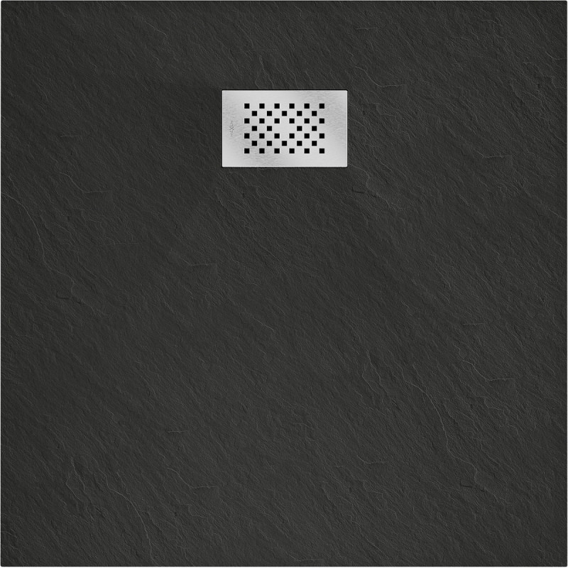 Mexen Hugo brodzik kwadratowy SMC 70 x 70 cm, czarny, maskownica inox - 42707070-X
