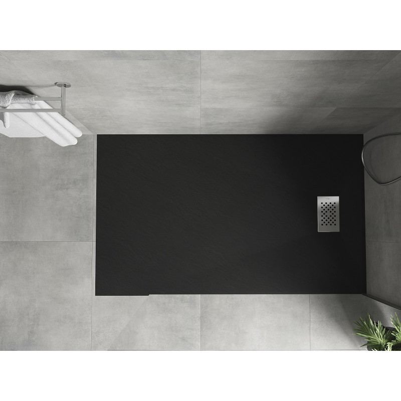 Mexen Hugo brodzik prostokątny SMC 150 x 70 cm, czarny, maskownica inox - 42707015-X