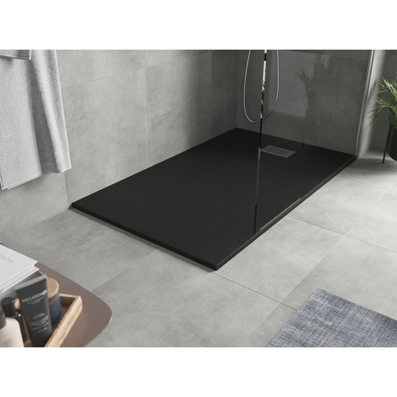Mexen Hugo brodzik prostokątny SMC 150 x 70 cm, czarny, maskownica inox - 42707015-X