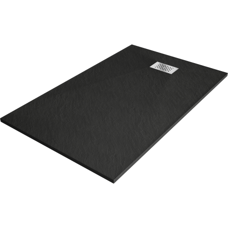 Mexen Hugo brodzik prostokątny SMC 160 x 70 cm, czarny, maskownica inox - 42707016-X
