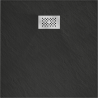 Mexen Hugo brodzik kwadratowy SMC 80 x 80 cm, czarny, maskownica inox - 42708080-X