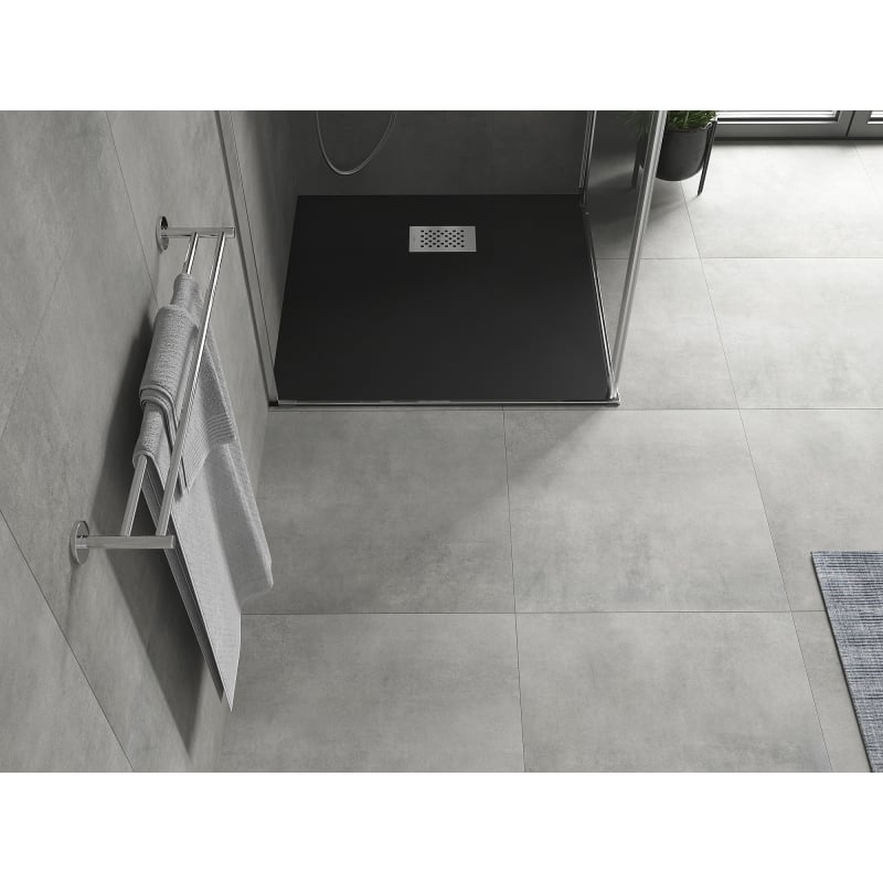 Mexen Hugo brodzik kwadratowy SMC 80 x 80 cm, czarny, maskownica inox - 42708080-X