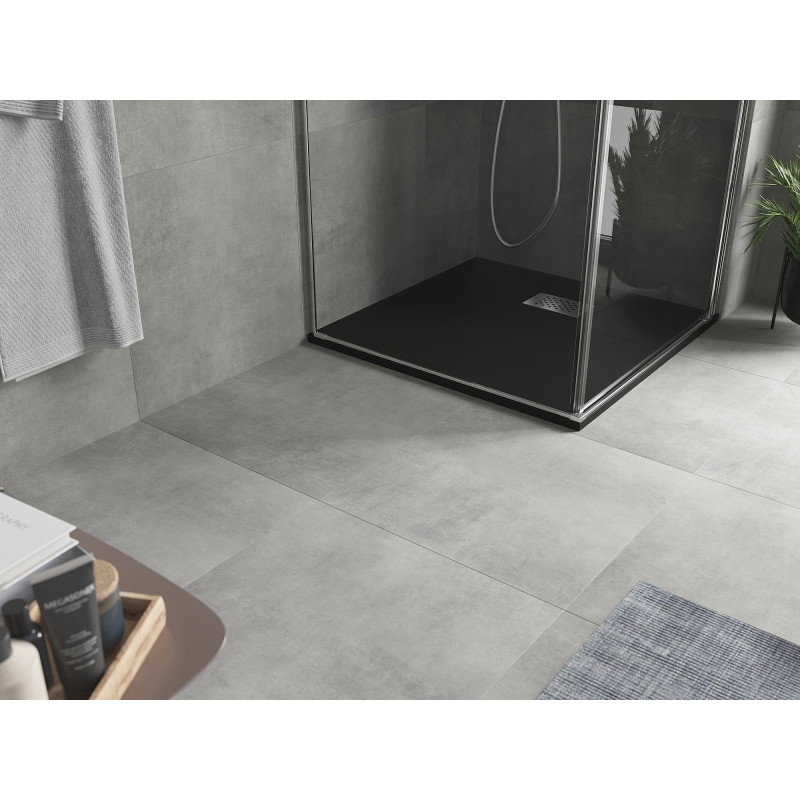 Mexen Hugo brodzik kwadratowy SMC 80 x 80 cm, czarny, maskownica inox - 42708080-X