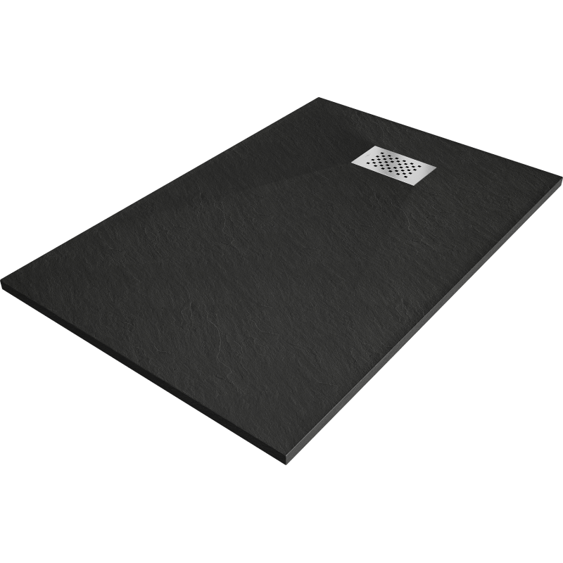 Mexen Hugo brodzik prostokątny SMC 120 x 80 cm, czarny, maskownica inox - 42708012-X