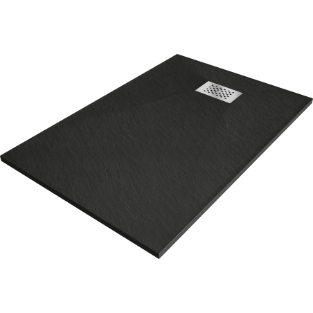 Mexen Hugo brodzik prostokątny SMC 120 x 80 cm, czarny, maskownica inox - 42708012-X