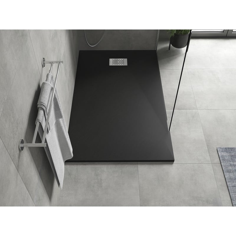 Mexen Hugo brodzik prostokątny SMC 150 x 80 cm, czarny, maskownica inox - 42708015-X